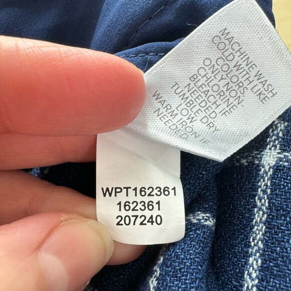 J.JILL Windowpane Plaid Wide Leg Cropped Trousers Midnight Blue White Size 8 - Picture 8 of 9